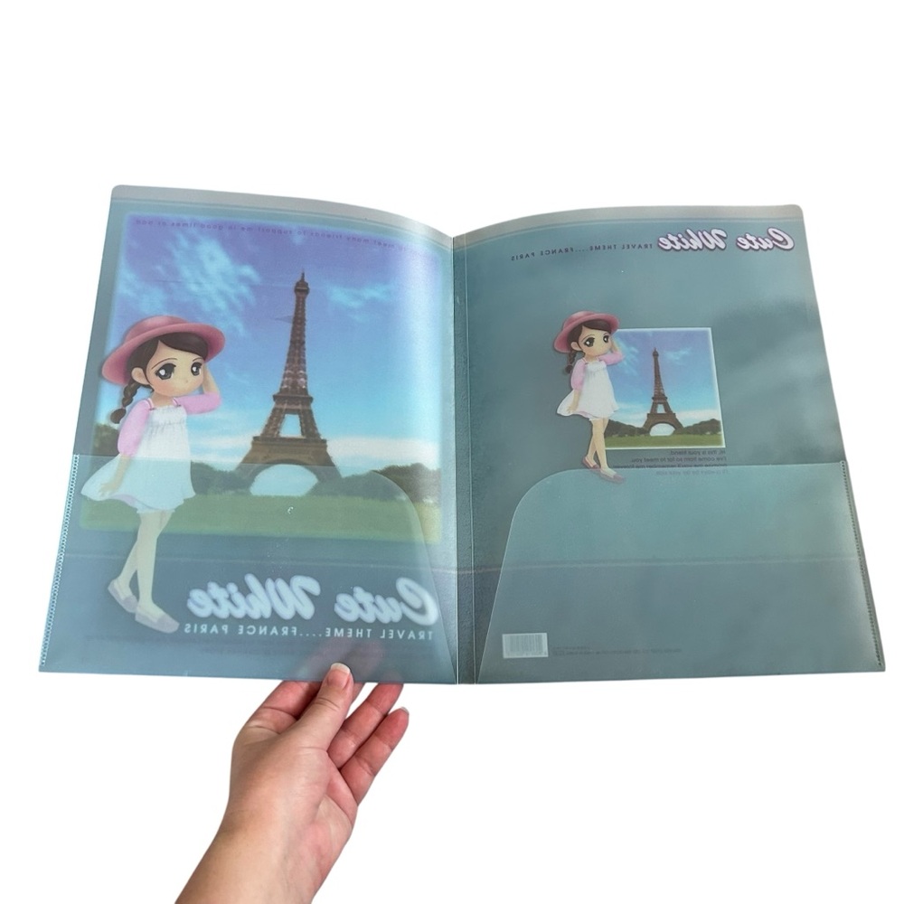 VTG Y2K Orange Story Lovely White Paris Themed Folder Korean Stationary Kawaii - Picture 3 of 8